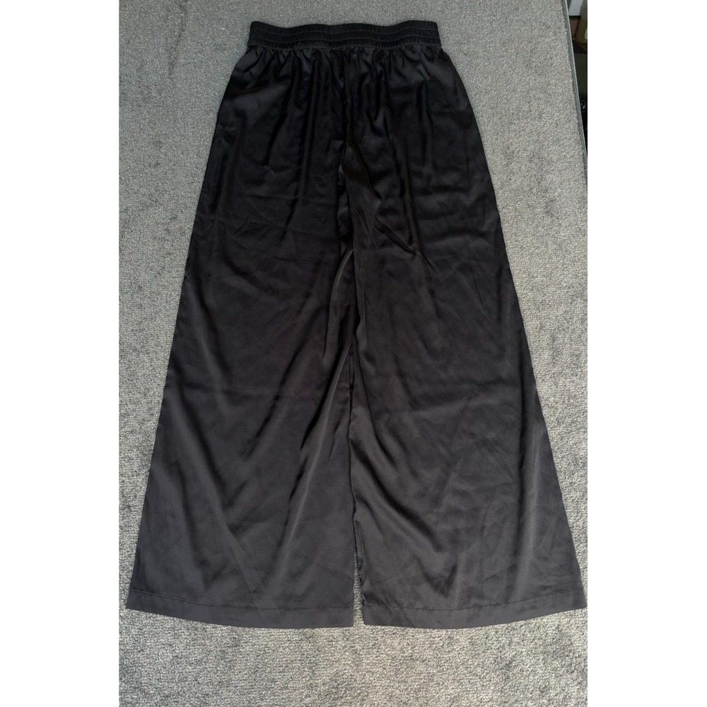 Rachel Zoe Cropped Pants Women's Medium Black Polyester Wide-Leg Elastic Waist‎
